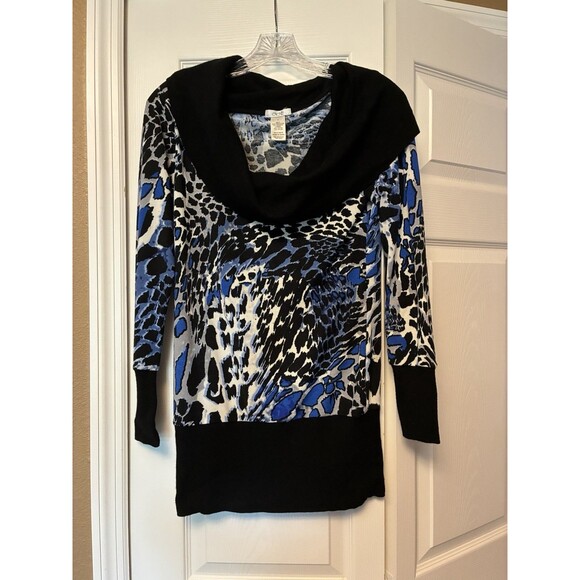 Cache Sweaters - Cache Vintage Cowl Neck Sweater Size Small Leopard Animal